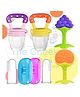 The Cheeky Kidzz Baby 2 Fresh Fruit Food Soother Nibblers With 2 Silicone Teethers And 2 Finger Toothbrushes BPA Free (Yellow & Pink)