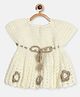 MayRa Knits Sleeveless Floral Designed Crotchet Hand Knitted Dress - White