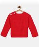 MayRa Knits Knitted Full Sleeves Solid Crotchet Sweater - Red