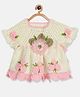 MayRa Knits Half Sleeves Floral Designed Hand Knitted Dress - Pink