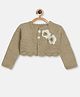 MayRa Knits Hand Knitted Full Sleeves Floral Self Designed Shrug - Brown