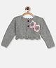 MayRa Knits Hand Knitted Full Sleeves Floral Self Designed Shrug - Grey