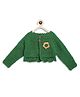 MayRa Knits Hand Knitted Full Sleeves Floral Self Designed Shrug - Green