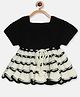 MayRa Knits Hand Knitted Half Sleeves Striped Dress - Black