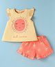 ToffyHouse Knitted Sleeveless Top & Shorts Set Sunshine Print - Yellow & Lemon Orange