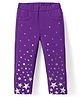 Babyhug Cotton Lycra Knit Full Length Jeggings with Star Foil Print - Purple