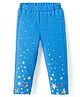 Babyhug Cotton Lycra Knit Full Length Jeggings with Star Foil Print - Blue