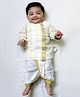 BownBee Cotton Full Sleeves Checked South Indian Dhoti Kurta Set - Off White