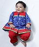 BownBee Cotton Full Sleeves Floral Printed & Lace Embellished Kurta Harem Set - Blue