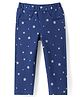 Babyhug Cotton Lycra Knit Full Length Jeggings with Star Foil Print - Navy Blue