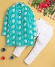 Jeet Ethnics Cotton Full Sleeves Abstract Printed Kurta Pyjama Set - Turquoise