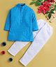 Jeet Ethnics Cotton Full Sleeves Self Striped Kurta Pyjama Set - Blue