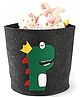 House of Quirk Felt Kids  Dinosaur Laundry Basket Round Storage Basket Laundry Organizer - Black
