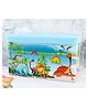 Yellow Bee Dino Multi-Functional Folding Storage Box Organizer Cum Stool with Seat Cushion, Multicolor, One Size