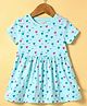 CUCUMBER Sinker Knit Half Sleeves Hearts Printed Frock - Aqua Blue