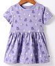 CUCUMBER Sinker Knit Half Sleeves Frock with Bear Print - Lilac