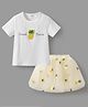 Mark & Mia Half Sleeves Top and Skirt Set with Fruit Embellishment & Embroidery -  Yellow & White