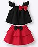 Mark & Mia Frill Sleeves Top & Skirt Set with Bow Applique - Red