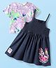 Babyhug Disney Single Jersey Knit Frock with Half Puffed Sleeves Inner Tee & Minnie Mouse Graphics - Navy Blue & White