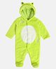 MINI KLUB Cotton Knit Full Sleeves Animal Eyes Applique Detailed Hooded Sleepsuit - Green