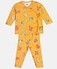 MINI KLUB Cotton Full Sleeves Animals Printed Coordinating Top & Pant Set - Yellow