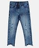 MINI KLUB Cotton Solid Mild Distressed  Denim Pant - Blue