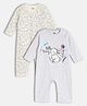 MINI KLUB Cotton Pack Of 2 Full Sleeves Bunnies Printed Rompers - Cream & Grey