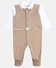 MINI KLUB Cotton Knit Full Sleeves Self Designed & Colour Blocked Sleepsuit - Brown