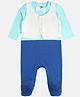 MINI KLUB Cotton Knit Full Sleeves Colour Blocked Sleepsuit - Blue