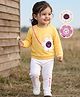 Babyhug Single Jersey Knit Full Sleeves T-Shirt & Pant Set with Reversible Sequin Derailing - Yellow & White