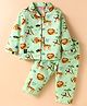 Enfance Core Cotton Woven Full Sleeves Zoo Printed Coordinating Night Suit Set - Dark Green