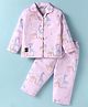Enfance Core Cotton Woven Half Sleeves Giraffe Printed Coordinating Night Suit Set - Pink