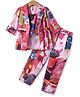 Enfance Cotton Full Sleeves Abstract Printed Jacket With Coordinating Top & Pant Set - Dark Pink