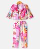 Enfance Cotton Full Sleeves Abstract Printed Jacket With Coordinating Top & Pant Set - Light Pink