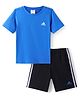 Adidas Kids 100% Cotton Knit Half Sleeves T-Shirt & Shorts Set with Logo Print - Blue