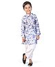 Earth Conscious Linen Slub Full Sleeves Floral Printed Kurta Pyjama Set - Blue