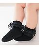 Akinos Kids Cotton Lycra Net Detailed Socks - Black