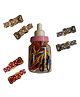 Akinos Kids Set Of 4 Polka Dots Designed Hair Clips With Stylish Bottle Of Hair Rubber Bands - Multi Colour