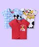 Babyhug Disney Interlock Knit Half Sleeves Jhablas with Mickey & Friends Graphics Pack of 3 - Blue Red & White