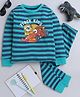 BABY NATION Cotton Knit Full Sleeves Striped & Racing Car Printed Night Suit Set - Green