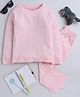 BABY NATION Cotton Knit Full Sleeves Polka Dots Printed Coordinating Night Suit Set - Pink