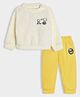 Mi Arcus Peanuts Featuring Full Sleeves Snoopy Patch Embroidered Coordinating Tee & Pajama Set - Cream & Yellow