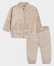 Mi Arcus Full Sleeves Solid Fur Detailed Coordinating Sweatshirt & Joggers Set - Beige
