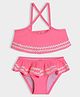 Mi Arcus Sleeveless Lace Embellished Coordinating Swim Top & Bottom Set - Pink