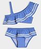 Mi Arcus Sleeveless Lace Embellished Coordinating Swim Top & Bottom Set - Blue