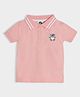 Mi Arcus Cotton Spandex Half Sleeves Koala Embroidered Polo Tee - Pink