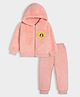 Mi Arcus Peanuts Featuring Full Sleeves Snoopy Patch Detailed Hooded Sweatshirt With Joggers Set - Pink
