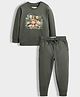 Orange Sugar Cotton Full Sleeves Animals Printed Sweatshirt & Joggers Set - Bottle Green
