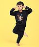 Orange Sugar Cotton Full Sleeves Space Theme Printed Sweatshirt & Joggers Set - Black