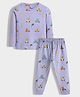 Orange Sugar Cotton Knit Full Sleeves Cars Printed Coordinating Tee & Pajama Set - Lavender